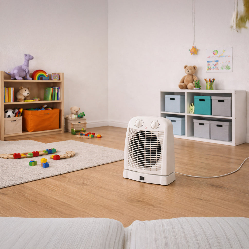 Sheffield Upright Fan Heater with Thermostat Control – 2000W, Oscillating